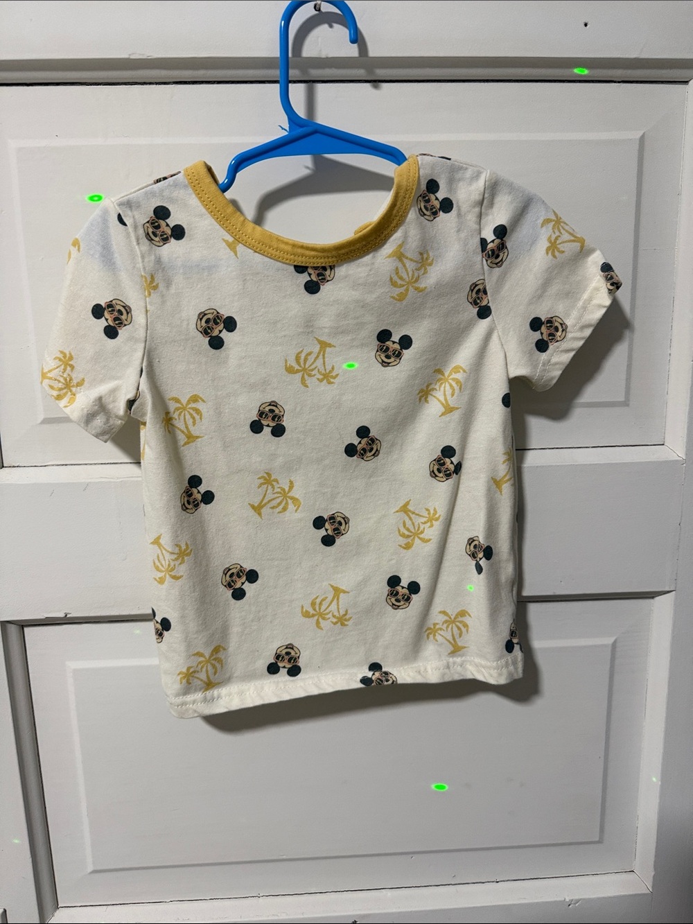 Disney Cream Short Sleeve Tee with Yellow Trim & Mickey Faces